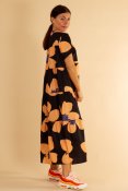 Jaquline Dress Orange Flower Black